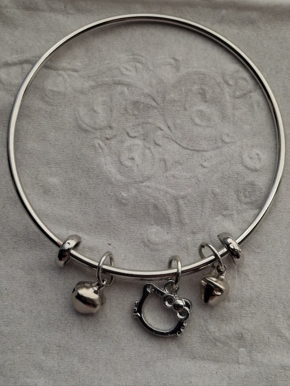 Hello Kitty Silver-tone Charm Bangle with Dangle Charms